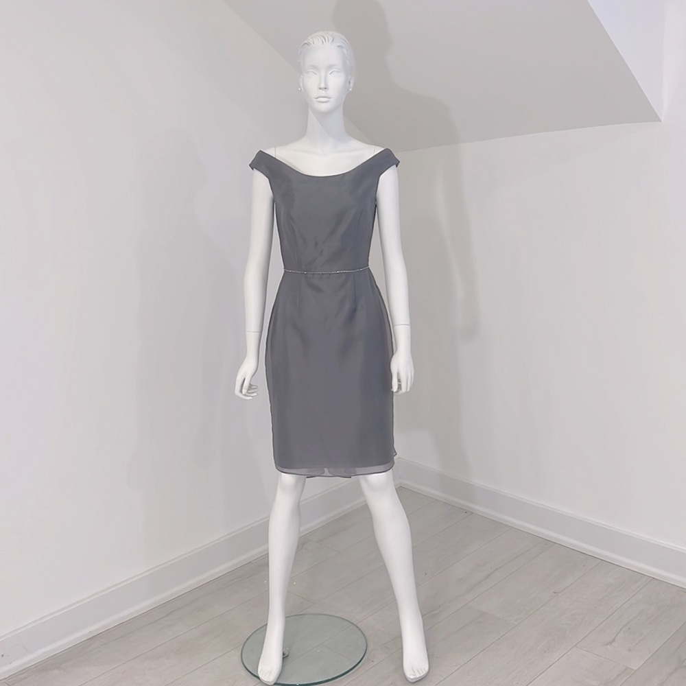 Sample NWT Lela Rose size 8 Suede Charcoal Gray- Organdy- Prisitine